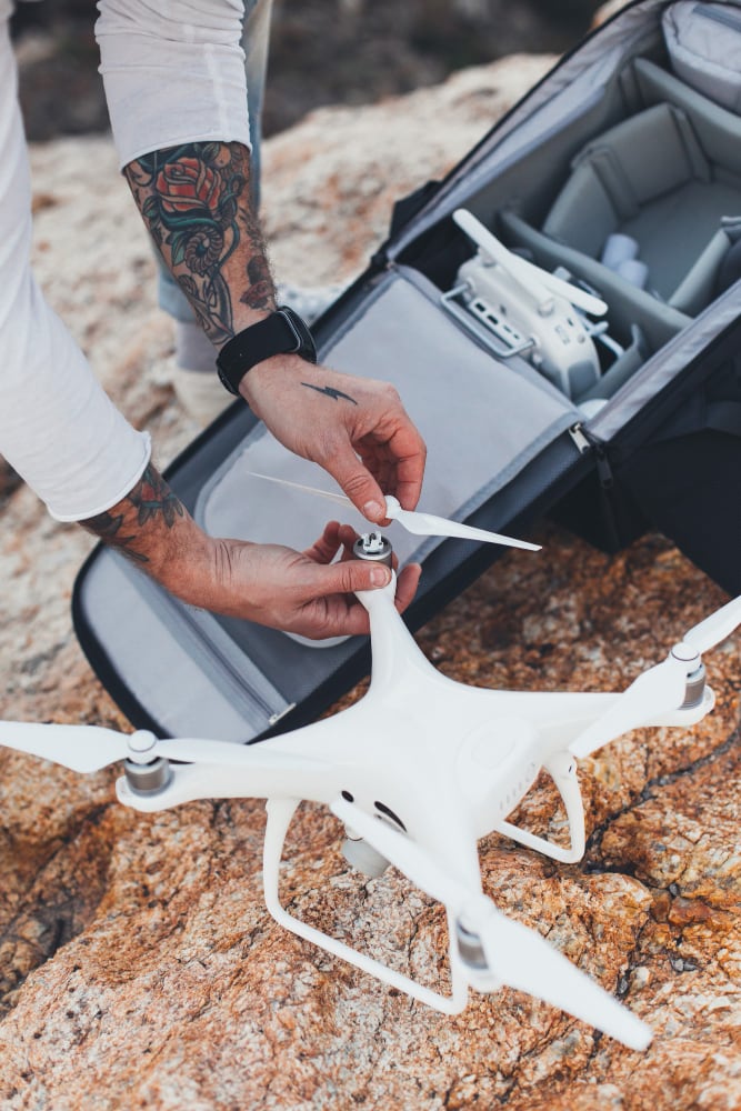 Drone being packed down after a flight