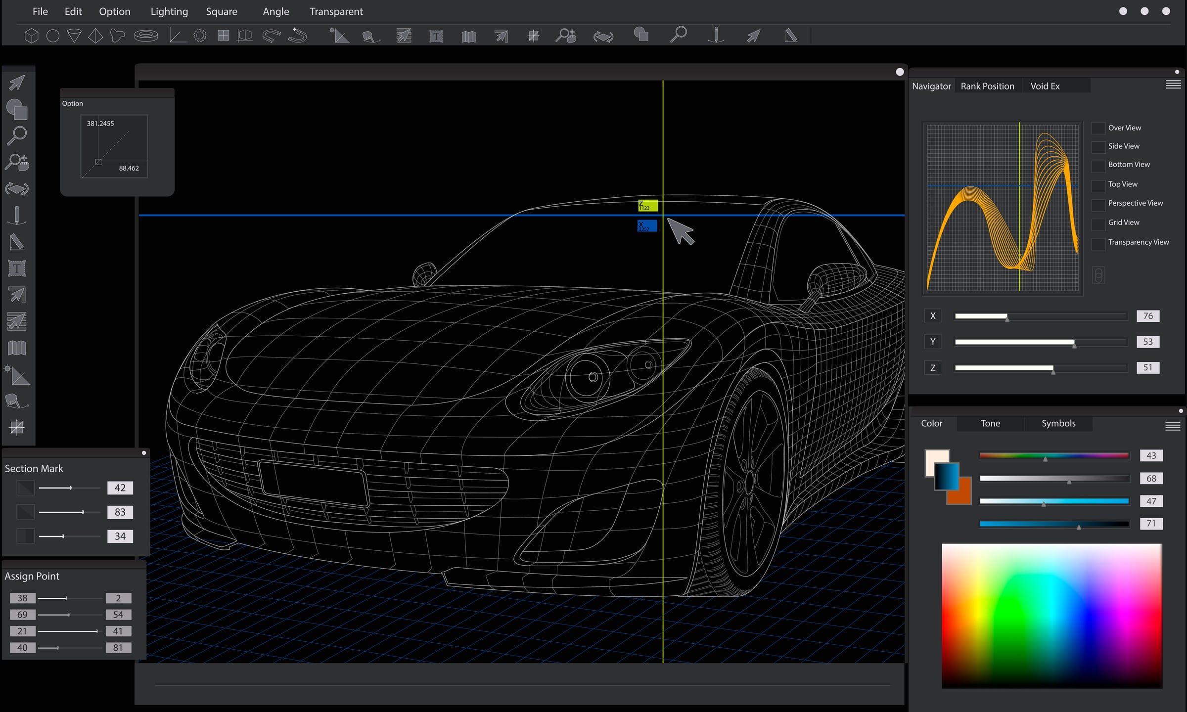 Wireframe model in modelling software